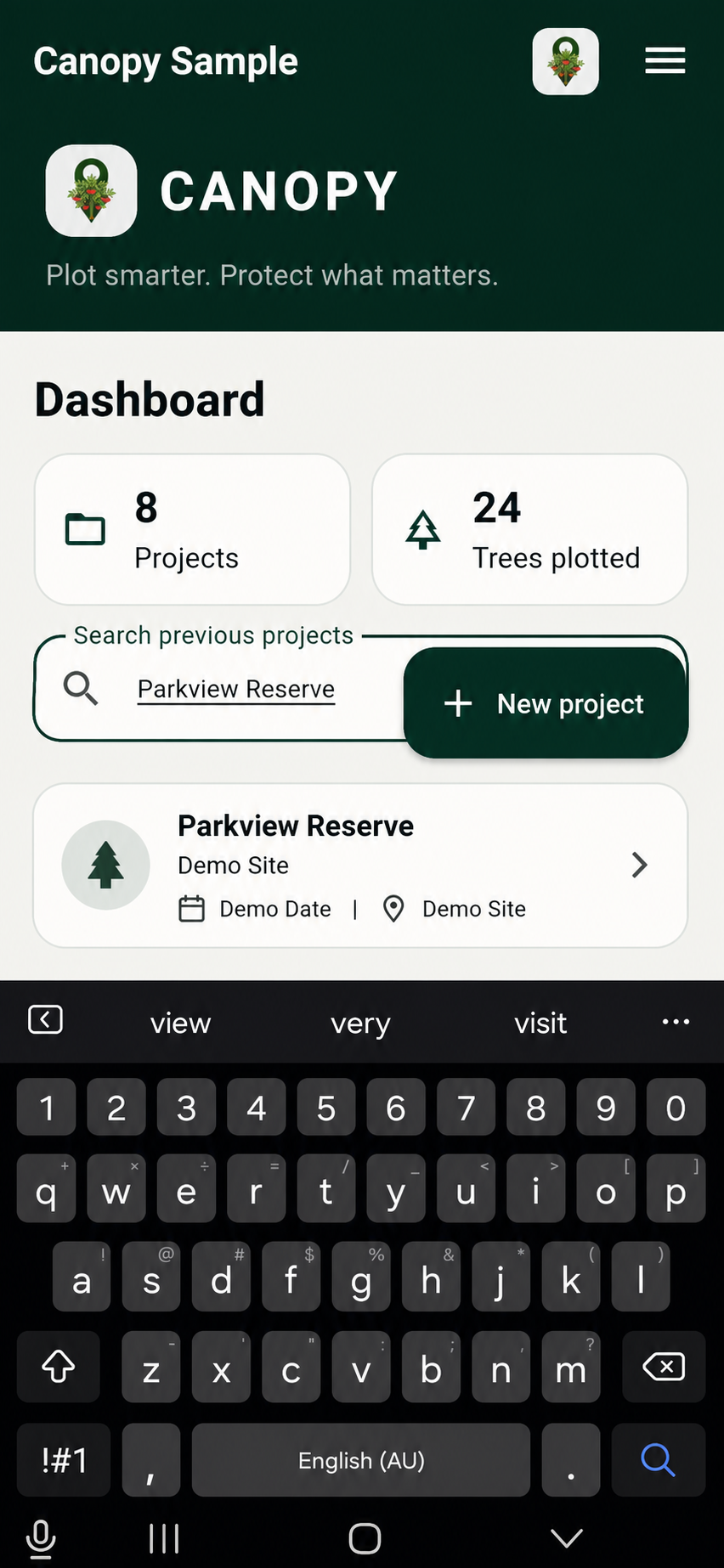 A fictional Canopy sample dashboard